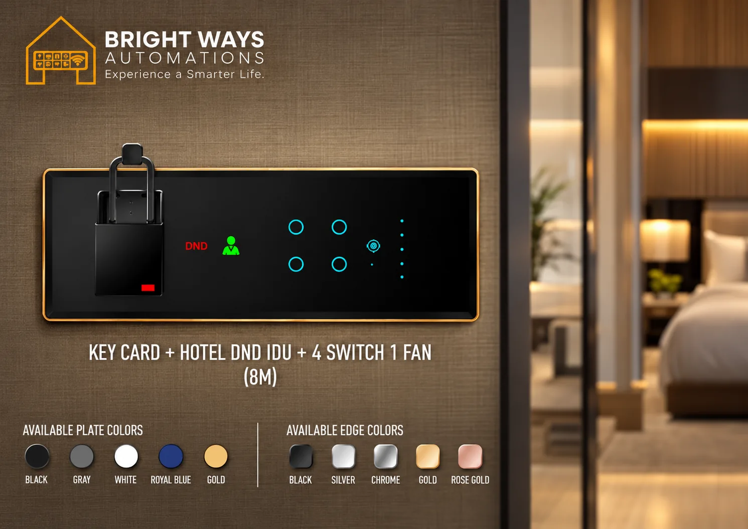 Hotel glass touch plate with key card, DND, switch and fan controls